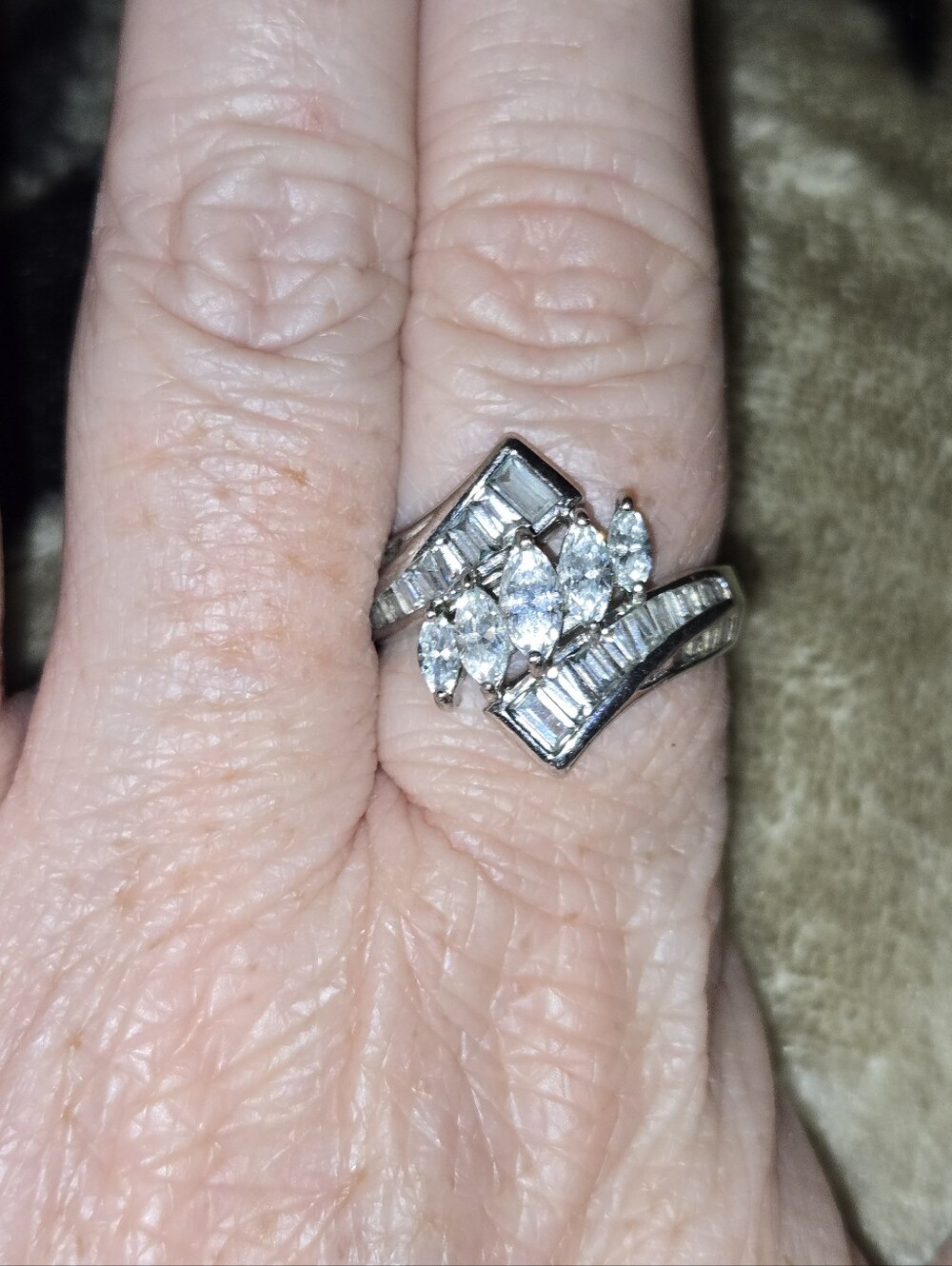 925 Silver Marquise & Baguette CZ Cluster Ring
